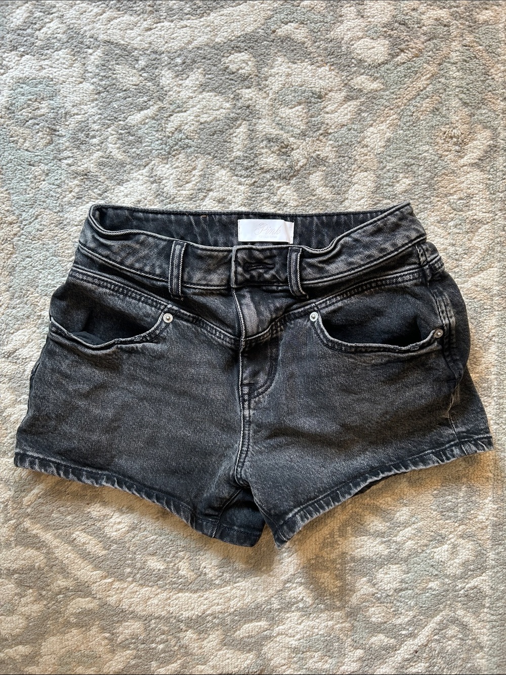 PINK Victoria's Secret Washed Black High-Rise Denim Shorts